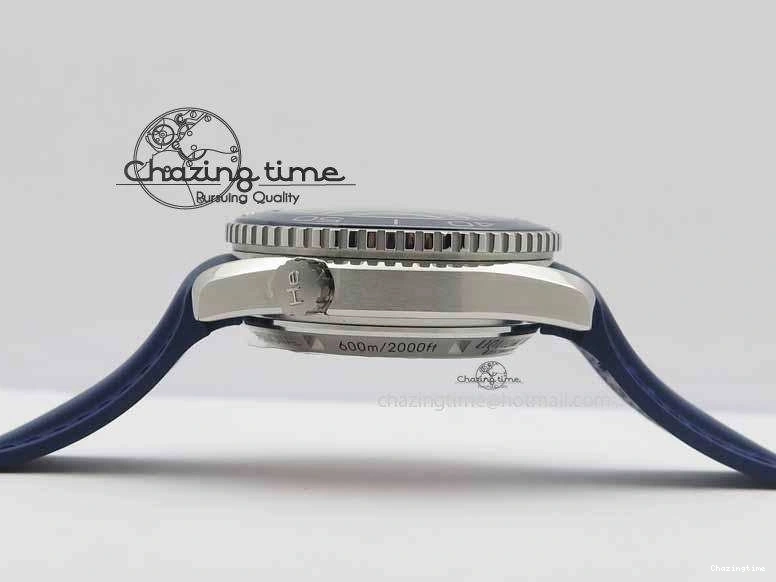 0508 Chic Planet Ocean Master Chrono 45mm SS OM 1:1 Best Edition Blue Dial On Blue Rubber Strap A 8172